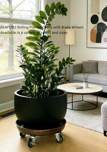 Rolling Planter Caddy(570lbs Capacity), Heavy Duty Metal Plant Stand with Brake Wheels Plant Dolly Mover Plant Pot Tray Saucer for Indoor Outdoor 20Inches Copper - Image 5