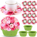 HunnmingRe 15 Pcs 3D Cute Crochet Flower Coasters Set, Spring Summer Floral Table Coasters with Plant Pot Holder, Soft Decorative Cup Mat, Housewarming Gift(Pink,Lily of the Valley​) by HunnmingRe