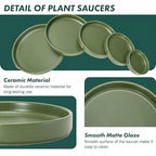 D'vine Dev Ceramic Plant Saucer/Drainage Tray, 10.4 in, Olive, 97-T-C-5 - Image 5