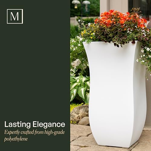 Mayne Valencia 30-Inch Tall Planter – Weather-Resistant Planter for Flowers – Durable Indoor/Outdoor Design for Patio, Porch, or Entryway - Image 2
