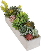 MyGift Faux Succulent Plant Arrangement in 12-Inch Gray Cement Pot - Image 2