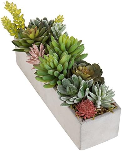MyGift Faux Succulent Plant Arrangement in 12-Inch Gray Cement Pot - Image 2