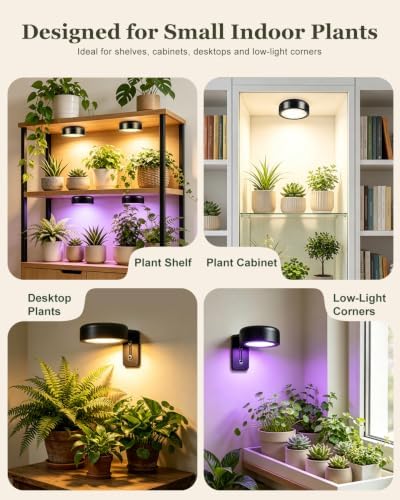 Rechargeable Grow Lights for Indoor Plants, Cordless Magnetic Plants Light (Black, 2) - Image 5