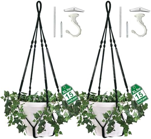 2 Pack Giant XXL Macrame Planter Hanger Large for 15 inch Pot by Shineloha