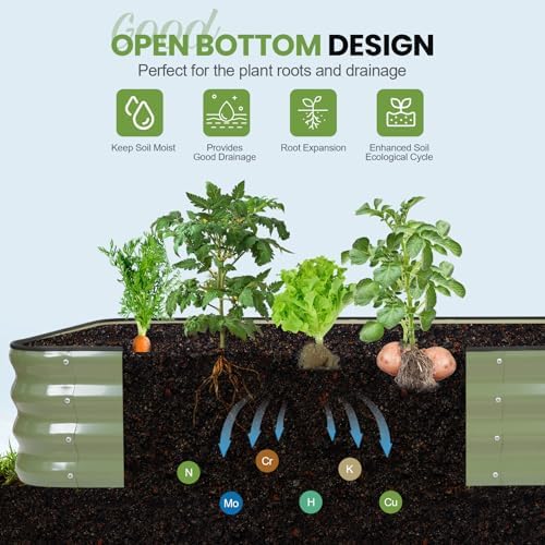 G GOOD GAIN Raised Garden Bed Outdoor, 4-in-1 Modular Metal Planter, Green - Image 5