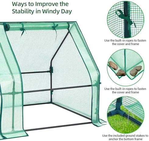 Ohuhu Portable Mini Greenhouse, 71"x36"x36" Greenhouses for Outdoors with Dual Large Zipper Doors & Ground Stakes, Waterproof & UV Protected Plastic Green House for Outside Garden Patio Backyard - Image 3