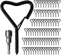 80 Pack Heart Shaped Ceiling Hooks with Safety Buckle Black by Ticway