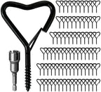 80 Pack Heart Shaped Ceiling Hooks with Safety Buckle Black by Ticway