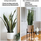 Worth Garden 3ft Artificial Snake Plant Fake Sansevieria Indoor Outdoor, 28 Thick Leaves Lifelike Faux Silk Plant, Home Decor Mother in Law Tongue Plant 35in, with Black pot & Dry Moss Included, Green - Image 6