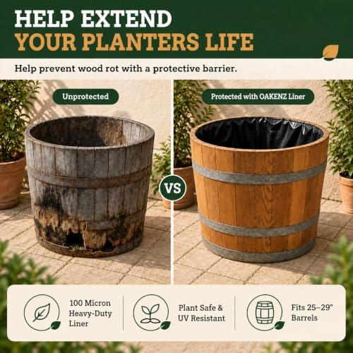 Half Barrel Planter Liner (Twin Pack) – Horticultural Liner Bag for Wine & Whiskey Barrel Planters – Fits 25–29 in Diameter Planters– 100 Micron UV-Resistant - Barrel Planter Not Included - Image 6