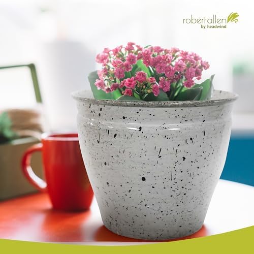 Headwind Riverside Collection – 14" Dalmation Glazed Decorative Plant Pots Indoor with Drainage & Outdoor - Modern Flower Pot Weather-Resistant Lightweight Planter by Robert Allen - Image 5