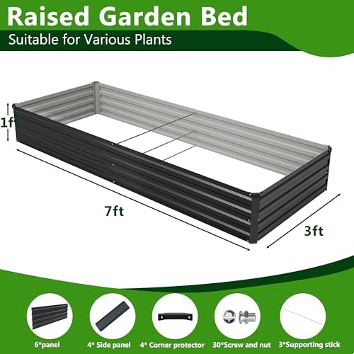 2PCS 7x3x1ft Galvanized Raised Garden Bed,Outdoor Planter Box Metal Patio Kit Planting Bed for Vegetables Flowers Herb,Black - Image 3