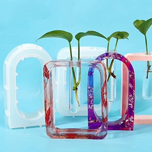 4 Pcs Epoxy Resin Molds Resin Vase Mold with 4 Colors of Tube for Plant Propagation Station Molds for Epoxy Resin Home & Office Desktop Decor (White) - Image 3