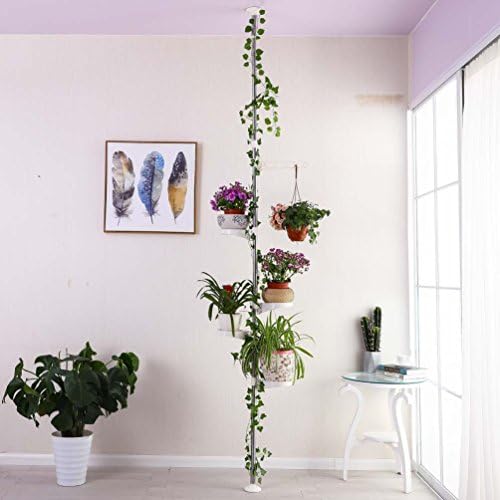 BAOYOUNI 5-Tier Plant Stand Pole Tension Rod Flower Holder Rack, Ivory - Image 2