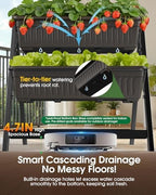 5-Tier Vertical Garden Bed Planter Boxes with Drainage System & Storage Space, Freestanding Vertical Garden Planter with 5 S-Hooks for Plants Vegetables Flowers Herbs in Garden Patio Yard - Image 4