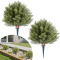 VEVOR Artificial Topiary Cypress Trees with Ground Spike, 16 inch 2 Set Faux Shrubs & Bushes Potted Plants, Fake Silk Tree Look Real for Decor Front Porch Outdoor Indoor Patio Garden Balcony Backyard by VEVOR