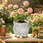 Sungmor Vintage Cast Iron Urn Planter with Non-Woven Bag, Vintage White - Image 6