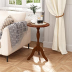 HLR Round Small End Table, Wooden Pedestal Side Tables for Small Spaces - Image 2