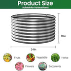 4 Pack Round Galvanized Raised Garden Bed Outdoor, Metal Garden Bed for Vegetables, Above Ground Garden Box for Flower, Steel Raised Beds for Gardening - 2FT - Image 2