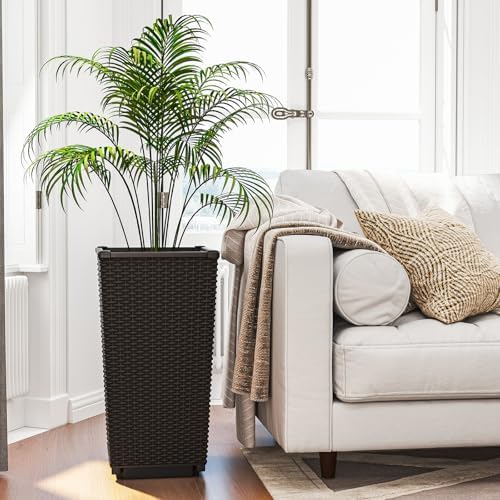 GIANTEX Outdoor Wicker Flower Pot Dark Brown Set of 2, 23 Inch Tall - Image 4