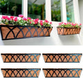 LaLaGreen Wall Planters (4 Pack, 36 Inch) Black Metal Rectangular Hanging Flower Box Window Boxes Planters with Coco Liner Rustic Flower Basket Plant Holder Deck Rail Railing Patio Large Balcony Fence by L%C3%A1L%C3%A1Green