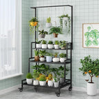 YIZAJIA Plant Stand Indoor Outdoor Hanging Tiered Stands Shelf With wheel - Image 2