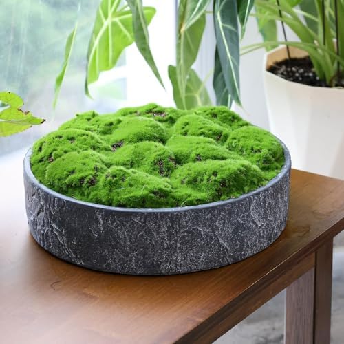 NAHARO New Moss Bowl,11''Handmade Cement Bowl–Artificial Moss Centerpiece for Home Decoration, Living Room, Office, or Coffee Table Display - Image 4