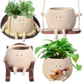 4 Pack Smile Face Planter Pot Small Hanging Swinging Planter Cute Holder for Indoor Outdoor Plants Funny Swing Gifts for Mother's Day Birthday Christmas by RimCereal