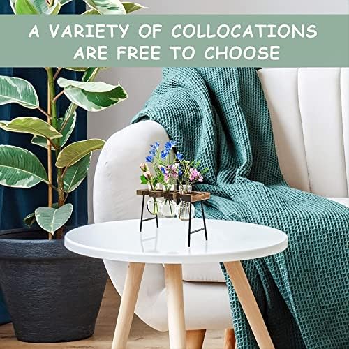 Plant Terrarium with Wooden Stand, Air Planter Bulb Glass Vase Metal Swivel Holder Retro Tabletop for Hydroponics Home Garden Office Decoration - 3 Bulb Vase - Image 7
