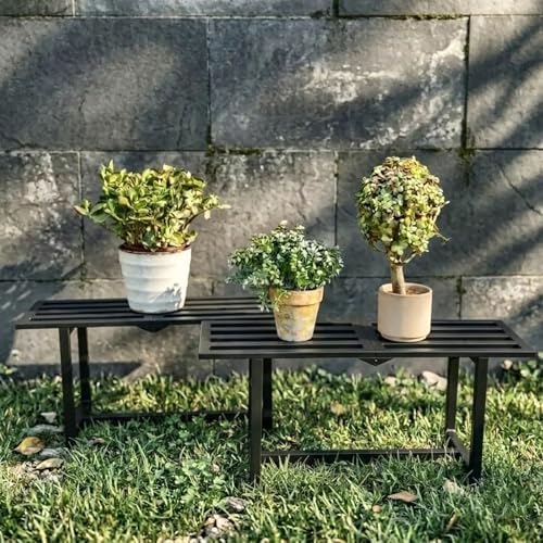 2 Pack Plant Stand, Foldable Metal Shelf, Indoor Outdoor,Black - Image 6