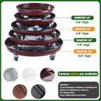 Planterhoma 3 Packs 18 Inch Metal Plant Caddy with Wheels Extra-large Rolling Plant Stand Heavy-duty Iron Plant Dolly Casters for Indoor Outdoor Flower Pot Mover Roller Coasters, Dark coffee - Image 3