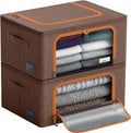 Sorbus Clothes Storage Bins, Clear Window & Handles (Medium, 2 Pack, Brown) by Sorbus