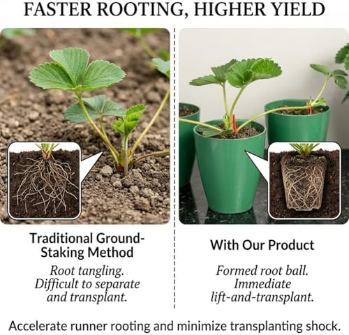 Strawberry Propagation Cups, Breathable Hanging Nursery Pots with Runner Forks, Thickened Potted Food Grade Greenhouse Seedling Cup for Garden Balcony Rooting & Transplanting (10-L Cups + 20 Forks) - Image 3
