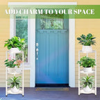3 Tier Metal Plant Stand Indoor, Corner Tiered Round Plant Stand for Indoor Multiple Plants, Flower Pot Stands Outdoor Holders Plant Shelf Display Rack for Balcony Living Room(Cream White) - Image 5