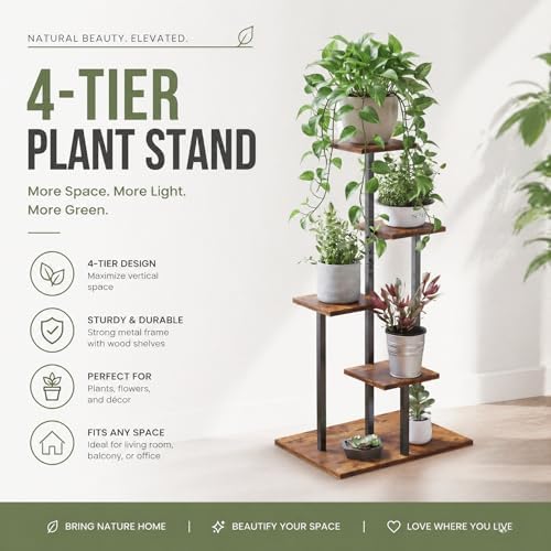 4 Tier Plant Stand Indoor, Multiple Plant Stands for Indoor Plants - Image 4
