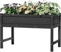 Weatherproof Raised Garden Bed, HDPE Outdoor Elevated Planter Box with Legs, Garden Box, Flower Beds for Patio, Deck, Balcony (Black) by BIVODA