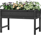 Weatherproof Raised Garden Bed, HDPE Outdoor Elevated Planter Box with Legs, Garden Box, Flower Beds for Patio, Deck, Balcony (Black) by BIVODA