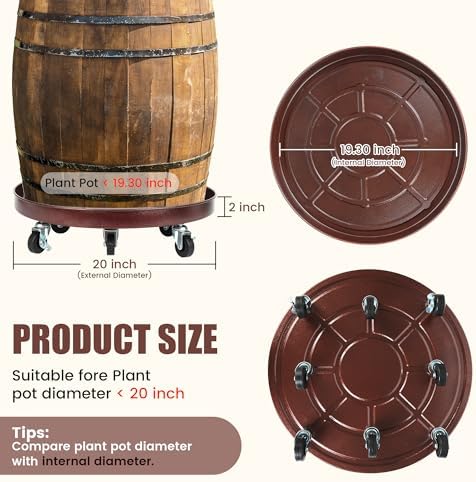 2 Pack 20 Inch Plant Caddy w/Wheels Heavy Duty, 550 lbs Capacity - Image 2