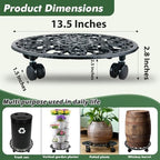 3 Pack 14 In Rolling Plant Stand with Wheels Metal Plant Caddy with Wheels - Image 4