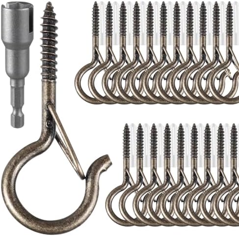 50 PCS Screw Hooks for Outdoor String Lights, Q Hangers String Light Hooks by FSAH