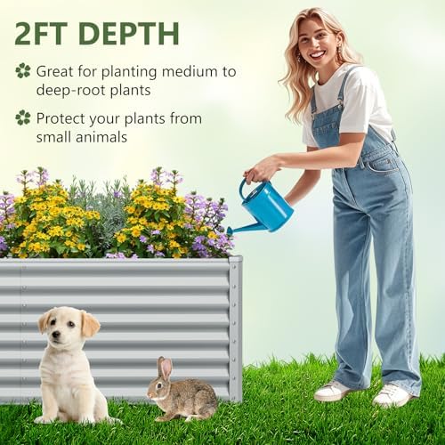 GIANTEX 6x3x2ft Raised Garden Bed, Large Metal Elevated Rectangular Planter Bed, 271 Gallon Capacity, Outdoor Planting Garden Box for Vegetable Flower Herb Grow (Grey) - Image 5