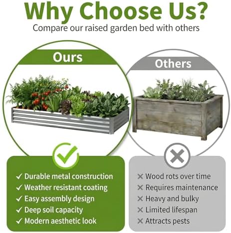 2Packs 6X2X1 FT Galvanized Raised Garden Beds Outdoor, Planter Raised Beds for Gardening, Vegetables, Flowers, Large Metal Garden Box, Deep Plant Flower pots Outdoor - Image 5