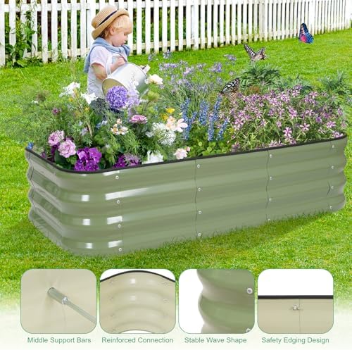 1MORE Raised Garden Bed,3 in 1 Modular Planter Raised Bed,4x2x1ft,Green-1Pk - Image 5
