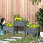 Outsunny Raised Garden Bed with 3 Planter Box Elevated Plant Stand, Gray - Image 2