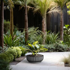 Kante Small Round Shallow Black Concrete Planter 14.6" Dia, Outdoor - Image 3