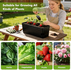 Self Watering Pots for Indoor Plants 17 Inches Window Boxes Planters Rectangular Flower Pots Rectangle Herb Pots Large Plant Pots with Drainage Holes and Saucers Windowsill Planter (4, Black) - Image 6