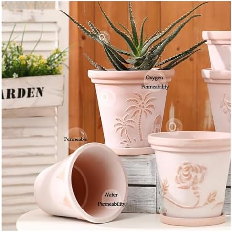 Flower pots Vintage Cameo Red Terracotta Planter Outdoor Indoor(F) - Image 4