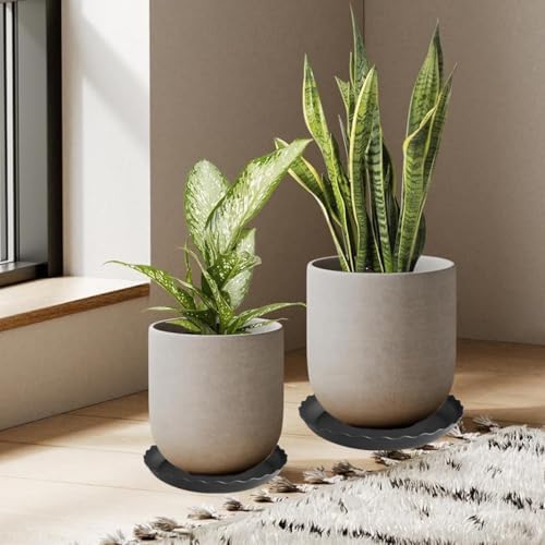 4 Pack of 16 inch Plant Saucer, Depth Large Plant Tray, Heavy Duty Plant Trays for Indoors no Holes, Plastic Pot Tray for Planter (Black) - Image 7