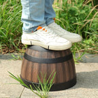 2PC Faux Whiskey Barrel Planting Basket with Tray, Plastic Bucket Barrel Plant Pot for Indoor Outdoor Yard Patio, Large Flowerpot with Drainage Holes for Flowers Plants - Image 4