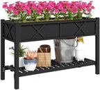 Outsunny Raised Garden Bed with Storage Shelf 47 x 22 x 31.5in, Black by Outsunny